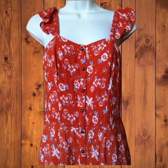 Xhilaration Women's Small Sleeveless Wide Leg Jumpsuit Smocked Boho Floral - Picture 2 of 8